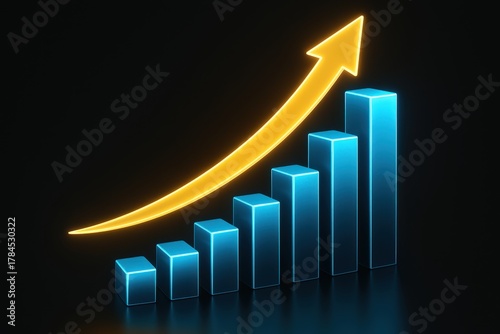 A glowing chart trending up, signifying growth, success, and market improvement.
