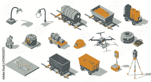 Isometric Mining and Surveying Icons