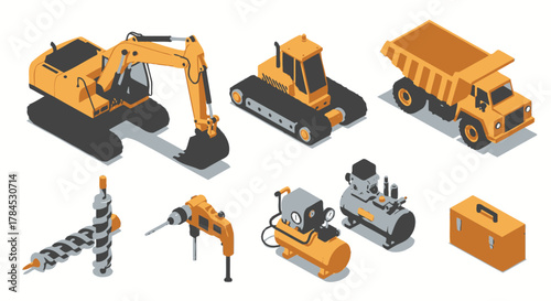 Isometric Construction Equipment Illustration
