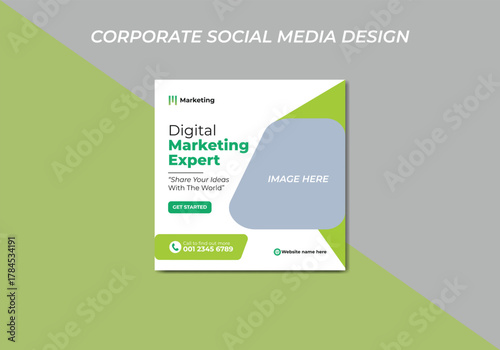 Digital marketing corporate social media agency banner or instagram post template. Instagram post social media banner template digital marketing agency.
