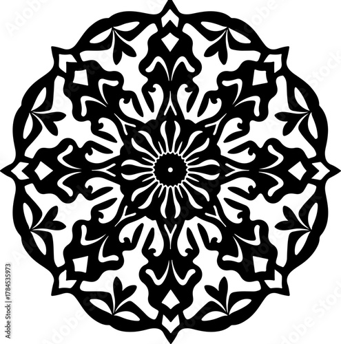Intricate Black Geometric Mandala Pattern