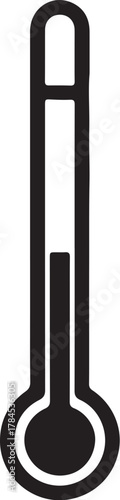 Stylized Icon of a Thermometer with a Mercury Column Indicating a Moderate Temperature on a White Background on transparent background