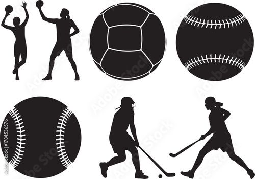 sport silhouettes set collection vector illustration of men women and children playing various sports and fitness activities
