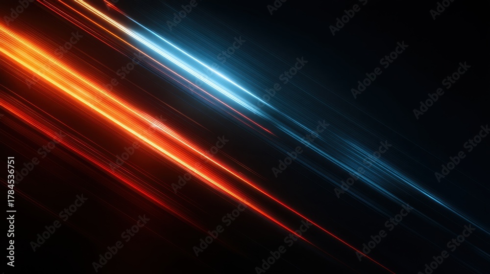 Fototapeta premium Abstract Dynamic Light Streaks Background in Blue and Orange for Modern Design, Digital Art, and Technology Themes