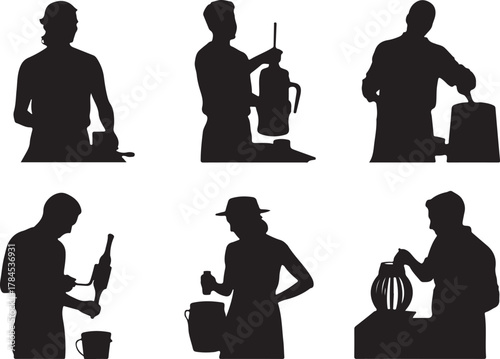business people silhouette icons set vector illustration black symbols