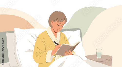 A Person Records Thoughts In Bed As A Way To Practice Mindfulness And Well-Being