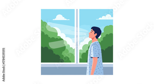 Breathing Fresh Air: A Solitary Figure Enjoying Nature's Tranquility Outside