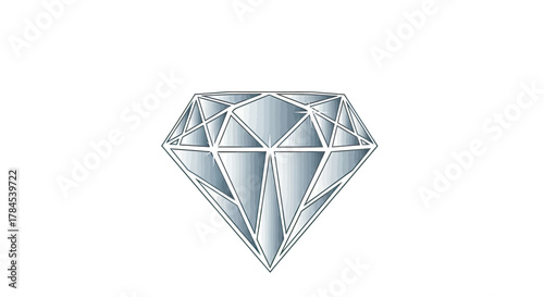 Vector illustration of a diamond, featuring geometric facets with gradients on white background