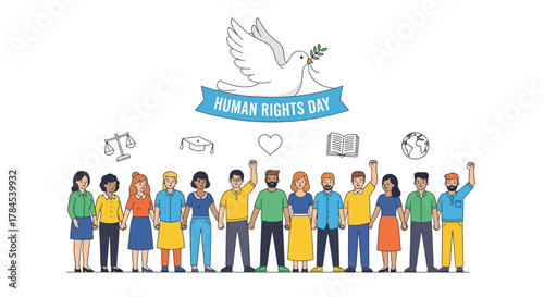 Human Rights Day Dove of Peace, Group of People, and a Celebration of Freedom