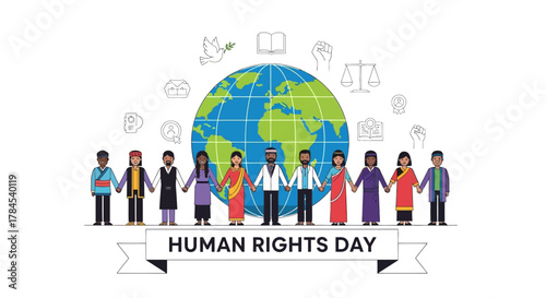 Human Rights Day Celebrating Global Unity and Equality with Diverse Individuals