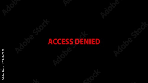 Video animation access denied text red rubber stamp attention icon animation hacked privacy data being hacked. Rubber Stamp “Access Denied” on Black — Detergency security symbol on black background .