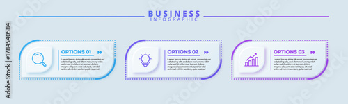 Infographic design with icons and 3 options or steps. Infographics for business concept. Can be used for presentations banner, workflow layout, process diagram, flow chart, info graph