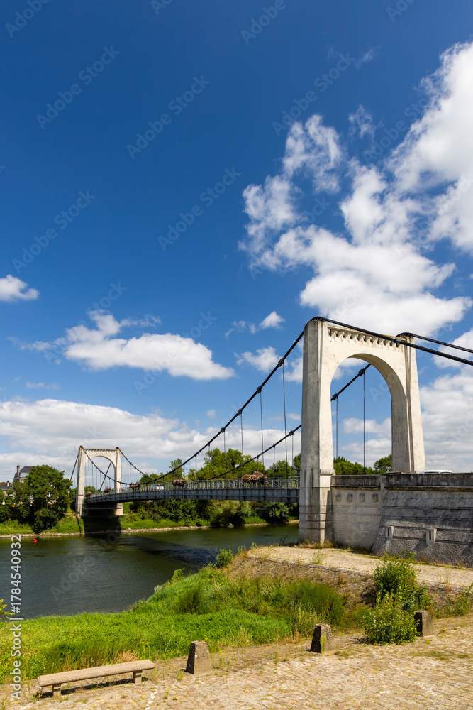 Naklejka premium Chalonnes sur Loire suspension bridge spanning Loire river