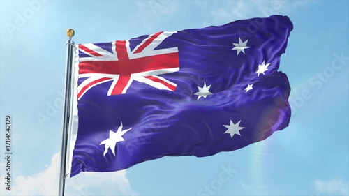 4K Australia flag waving in the wind - realistic Australia flag animation in high resolution, perfect for Australia national day, independence, travel and patriotic video projects