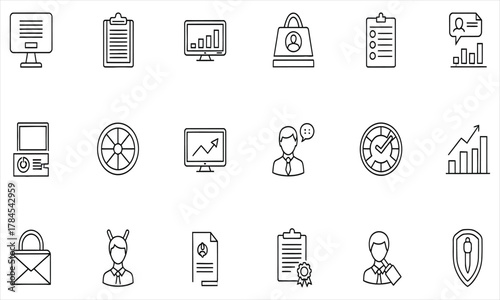 Business and Finance Icons A Collection of Icons Representing Financial Growth and Business Operations