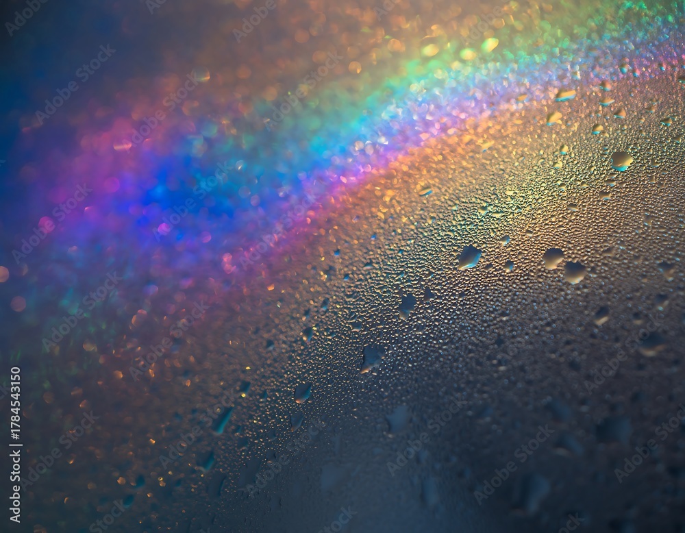 Naklejka premium Rainbow Refraction: A captivating dance of light and water droplets creates a mesmerizing rainbow refraction, displaying the ethereal beauty of color and the delicate interplay of light.