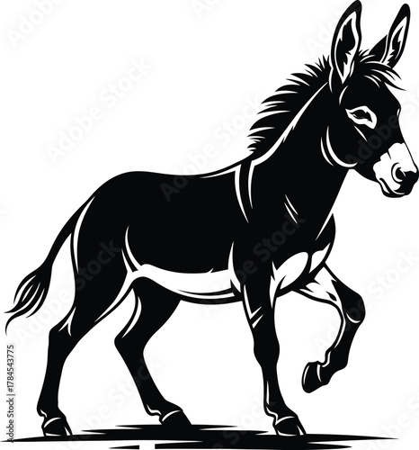 Isolated black donkey vector illustration farm animal design graphic eps silhouette