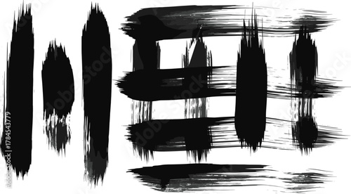 Abstract black brush stroke composition with emotional symbolism, vertical texture art, death theme, expressive ink style, minimalist contrast design