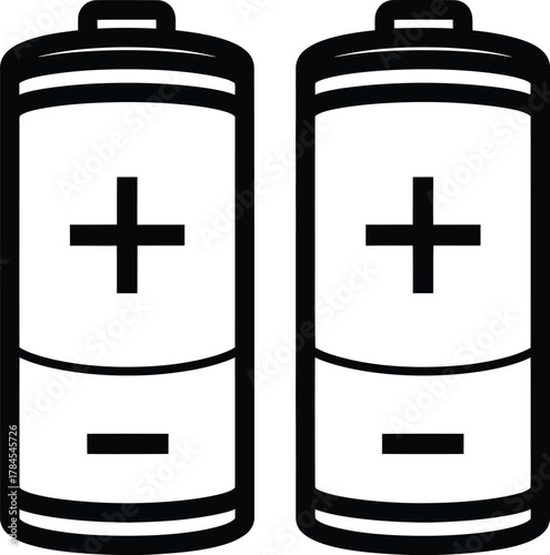 Two batteries vector illustration energy source power supply design eps silhouette