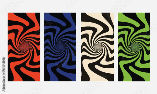 Retro Psychedelic Swirl Patterns - Abstract Optical Illusion Designs