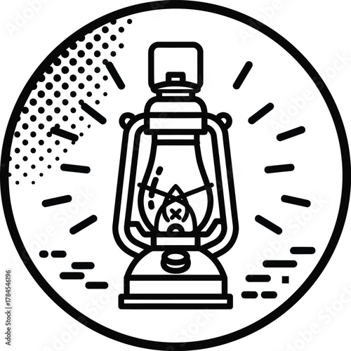 Vintage kerosene lantern vector illustration camping light equipment art eps silhouette