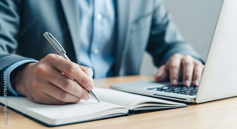 Fototapeta premium close up of businessman working on laptop