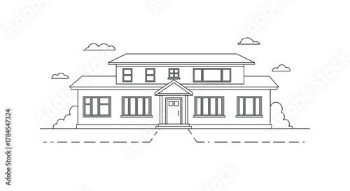An architectural illustration of a traditional house with a welcoming entrance.