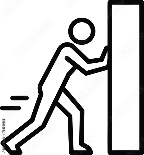 Person pushing wall icon vector illustration stock push effort force eps silhouette