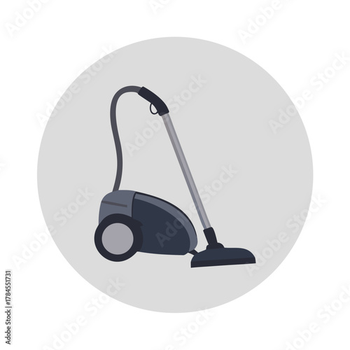 Modern Canister Vacuum Cleaner Flat Design Vector Illustration Icon