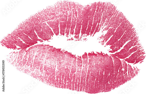 Pink lipstick kiss mark, romantic, feminine, beauty, makeup, isolated on transparency background
