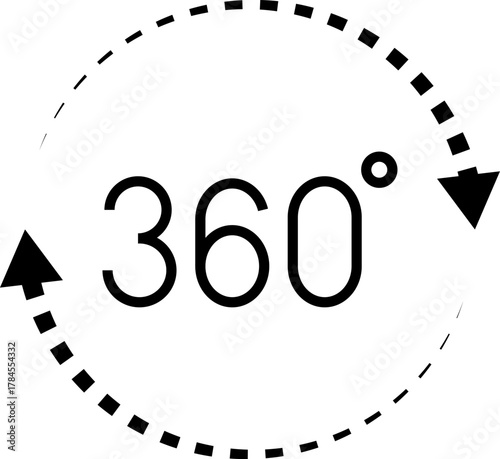 360 Degrees Icon. 360 degrees vector icon set. Rotate symbol