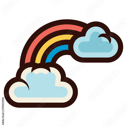 clouds with rainbow icon illustration
