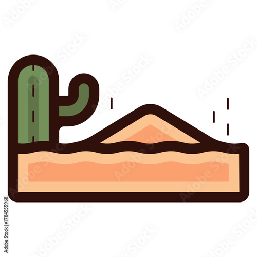 desert landscape with cactus plant icon illustration
