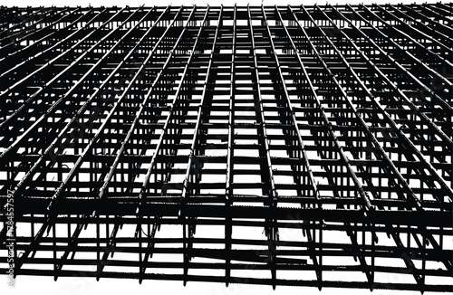 Rebar grid icon vector—dense steel reinforcement layout for concrete slabs, beams, and foundations in structural engineering visuals