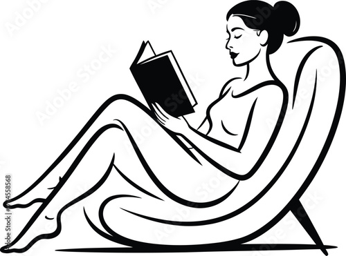 Woman relaxing in a chair reading a book relaxation