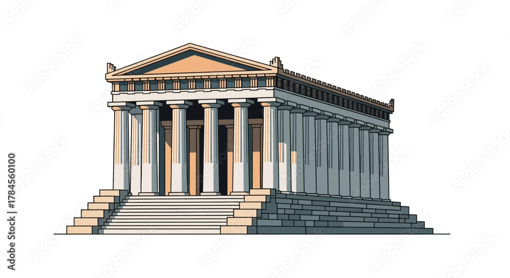 Obraz premium Ancient Greek Temple Architectural Illustration.