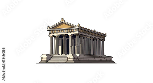 Ancient Greek Temple Architecture Illustration 2.