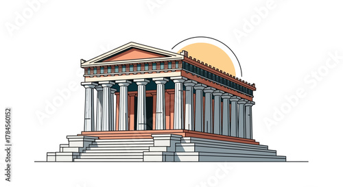 Ancient Greek Temple Illustration Architectural Marvel.