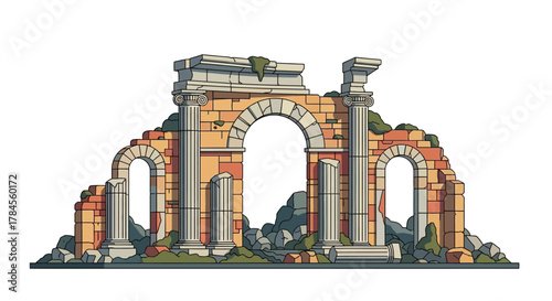 Ancient Roman Archway Ruins Architectural Marvel.