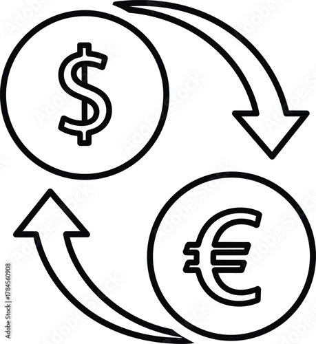 Dollar to euro exchange rate currency conversion money finance vector eps silhouette