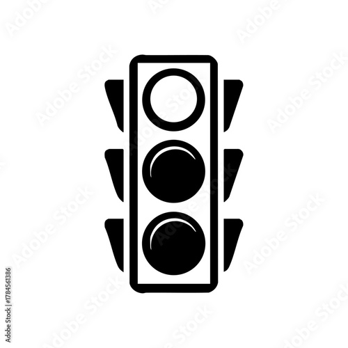 Traffic light symbol with three circles representing red, yellow, and green lights for road safety and regulation.