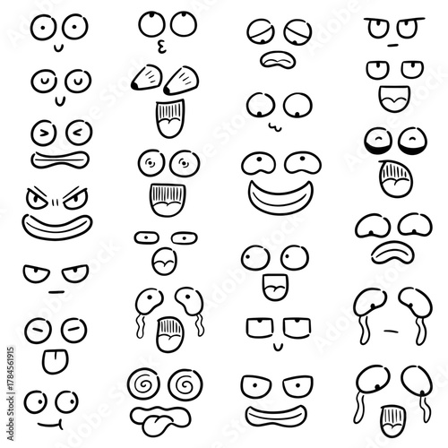 vector set of cartoon face