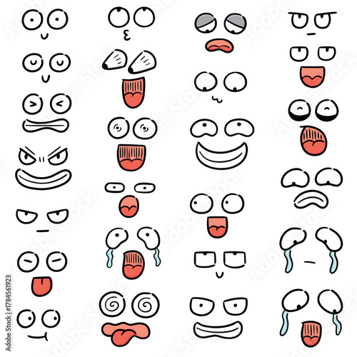 vector set of cartoon face