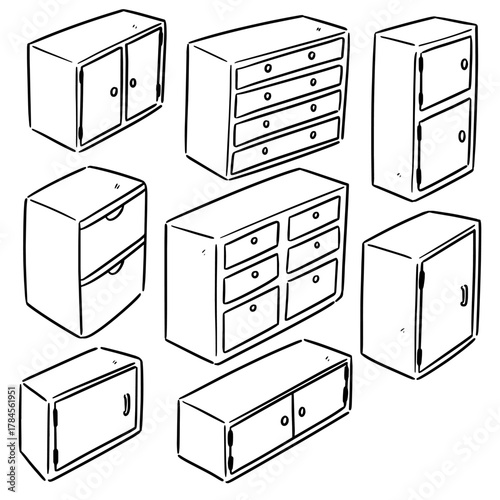 vector set of drawer cartoon