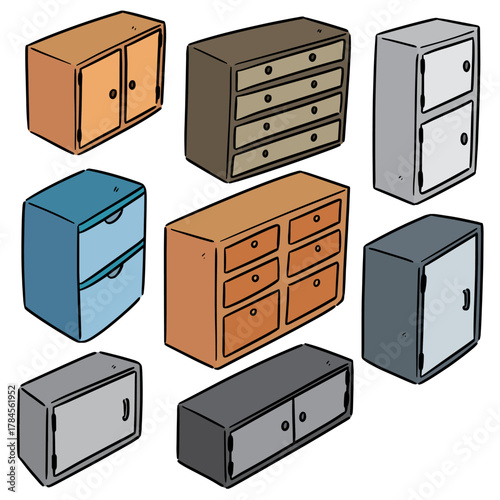 vector set of drawer cartoon