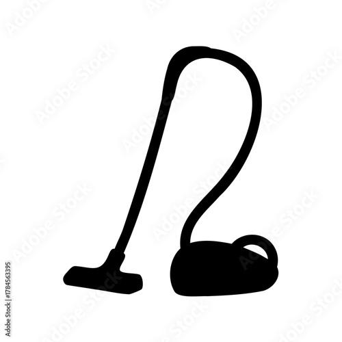 Silhouette of a classic canister vacuum cleaner on a white background