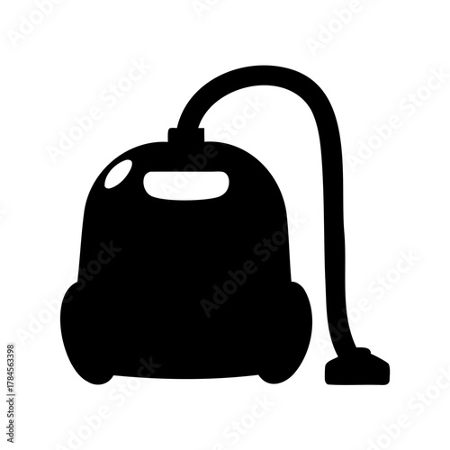 Simple Silhouette Illustration of a Vacuum Cleaner for Home Cleaning Task