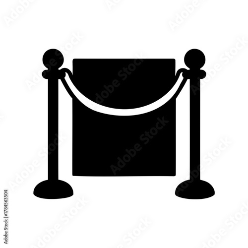 Velvet rope barrier, security at an event or gallery, black silhouette vector