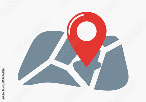 Minimalist Location Pin on Map Icon - Flat Vector GPS Navigation Symbol