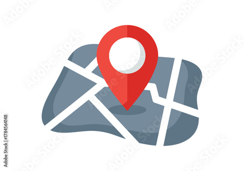 Minimalist Location Pin on Map Icon - Flat Vector GPS Navigation Symbol